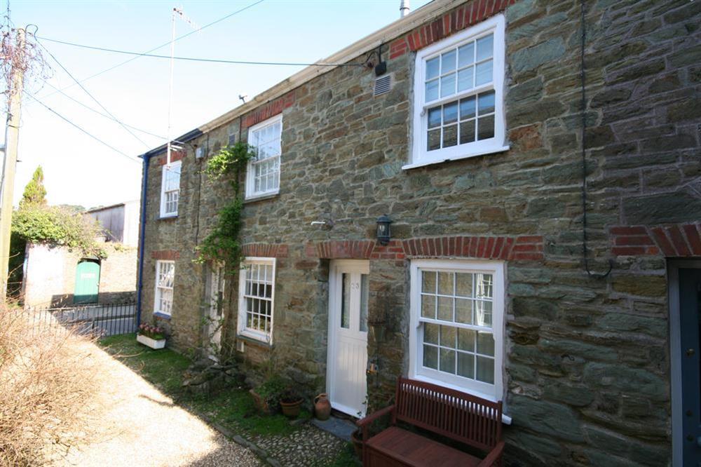 Blueboat Cottage (right hand cottage with bench) at Blueboat Cottage in 23 Island Street, Salcombe