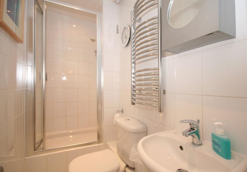 Shower room at Blueboat Cottage in 23 Island Street, Salcombe
