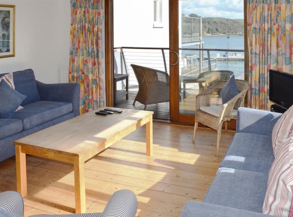 Delightful living area with great views at Boathouse in Salcombe, Devon