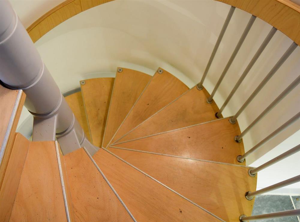 Spiral staircase at Boathouse in Salcombe, Devon