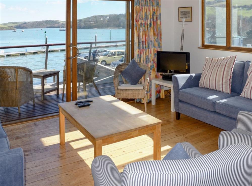 Well presented open plan living space at Boathouse in Salcombe, Devon
