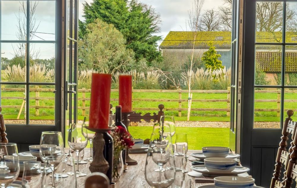 Open the french doors to let the breeze in while you dine at Bodney Lodge, Bodney