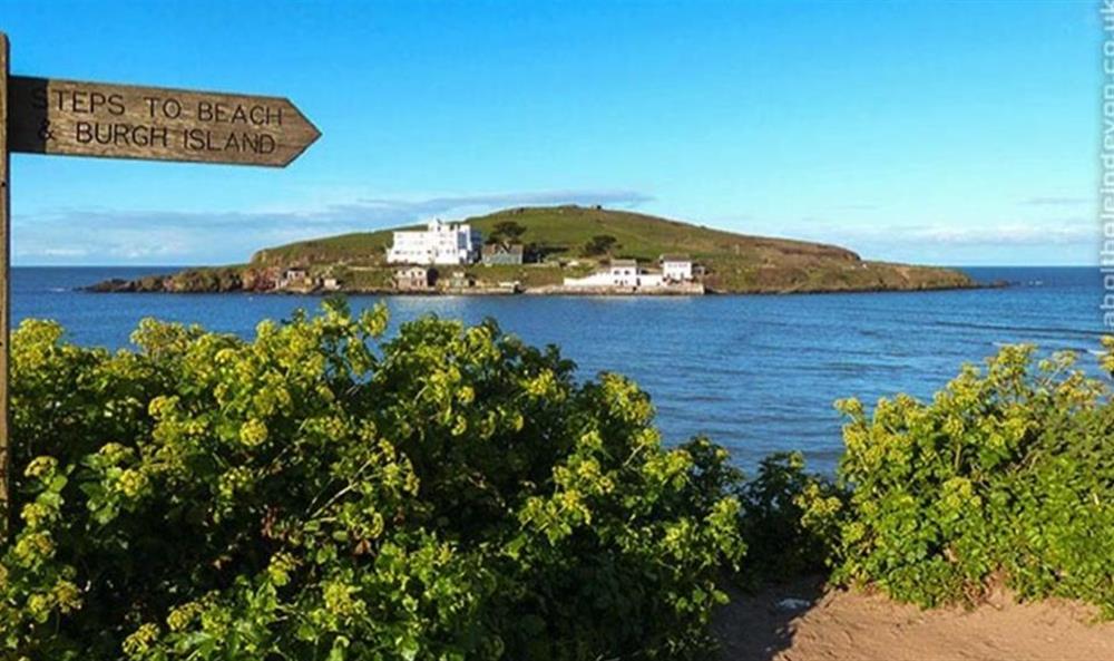 Burgh Island, Bigbury seen from the South West Coastal Path at Bolthole Cabin, Dartmouth