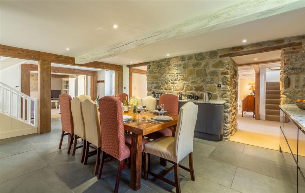 Large kitchen/diner with seating for 10 guests at Bonython Farmhouse, Helston