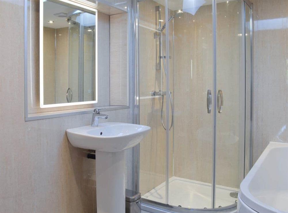 Bathroom with shower cubicle at Booth Farm Bungalow in Buxton, Derbyshire