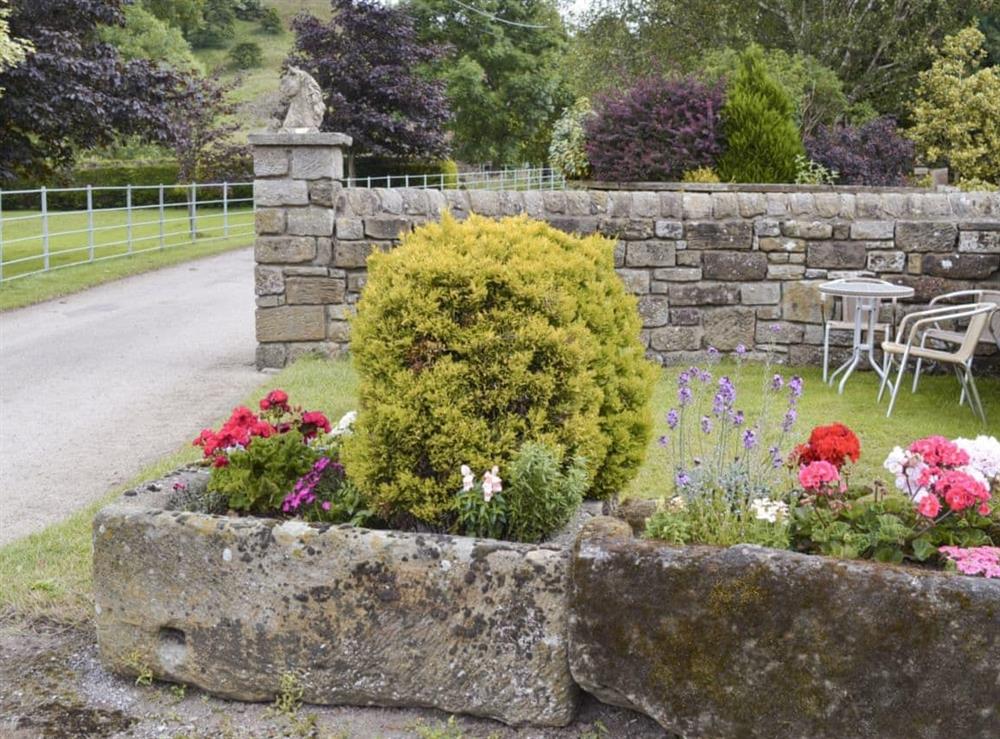 Well-maintained garden areas at Boothferry in Rosedale, near Pickering, North Yorkshire