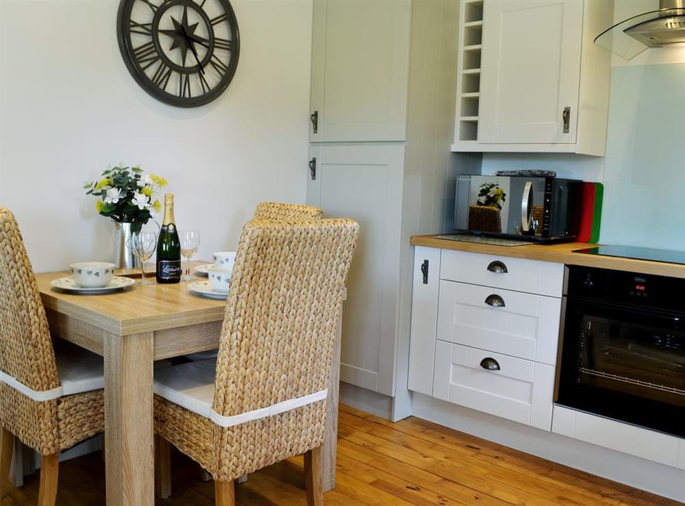 Stylishly furnished kitchen/dining room at Boreland Farm Cabin, 