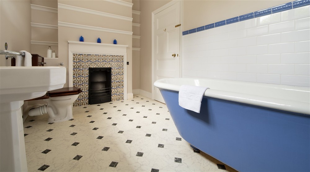 The bathroom at Bosveal in Falmouth, Cornwall