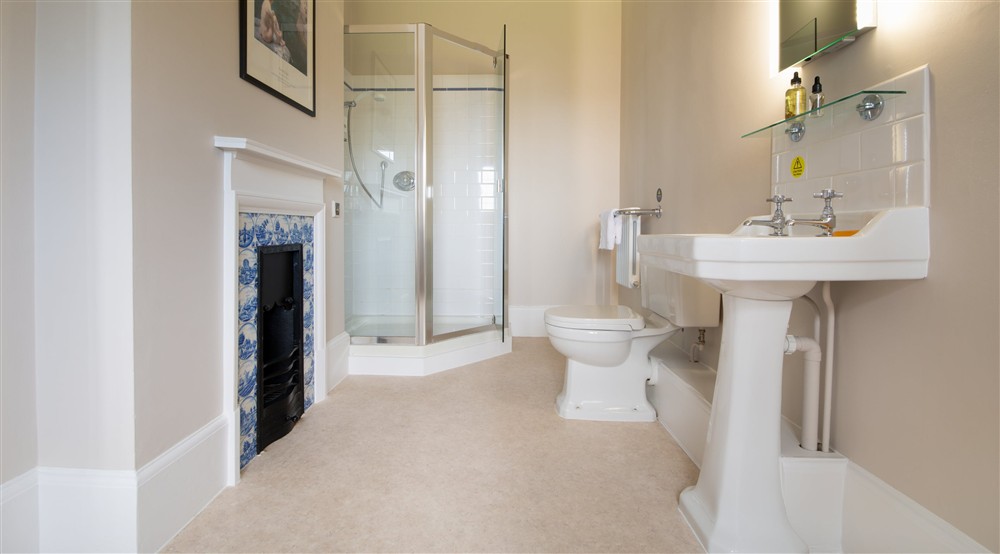 The shower room at Bosveal in Falmouth, Cornwall