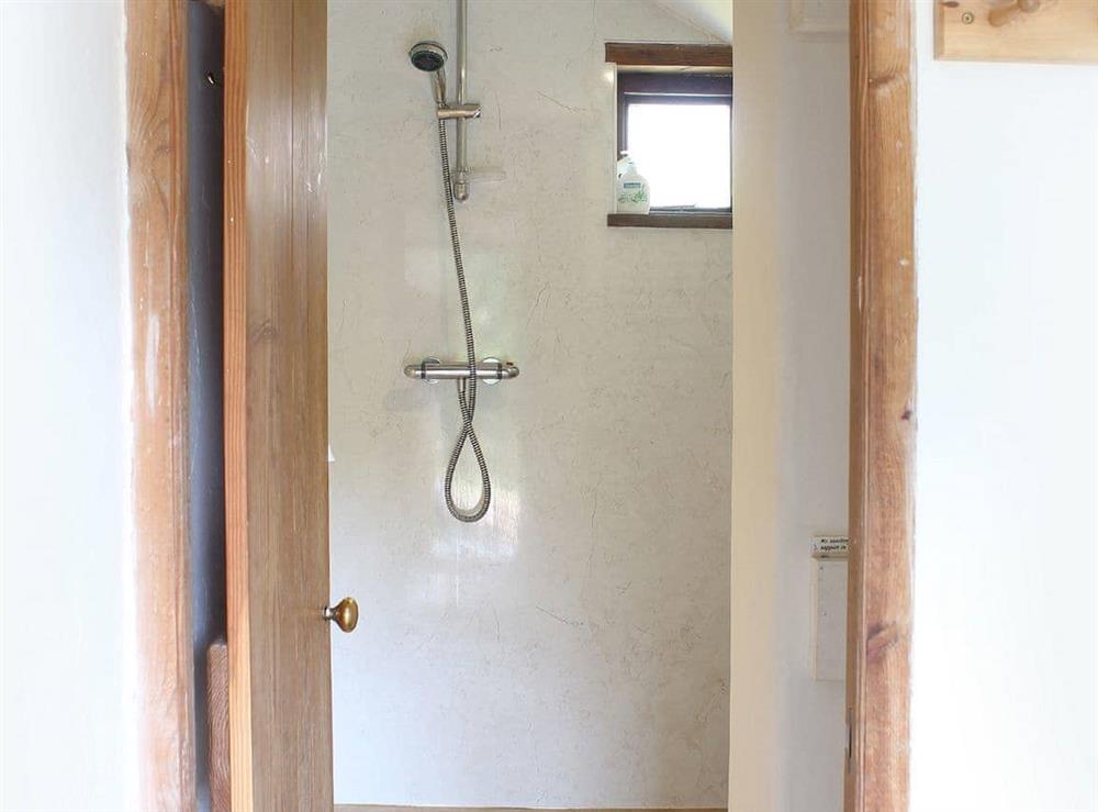 Contemporary wet room and shower at Boundstone Farmhouse in Littleham, near Bideford, Devon