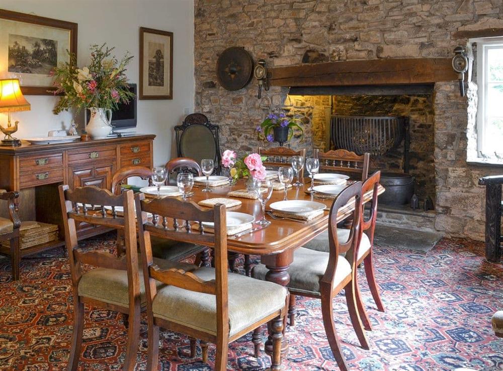 Spacious dining room at Boundstone Farmhouse in Littleham, near Bideford, Devon