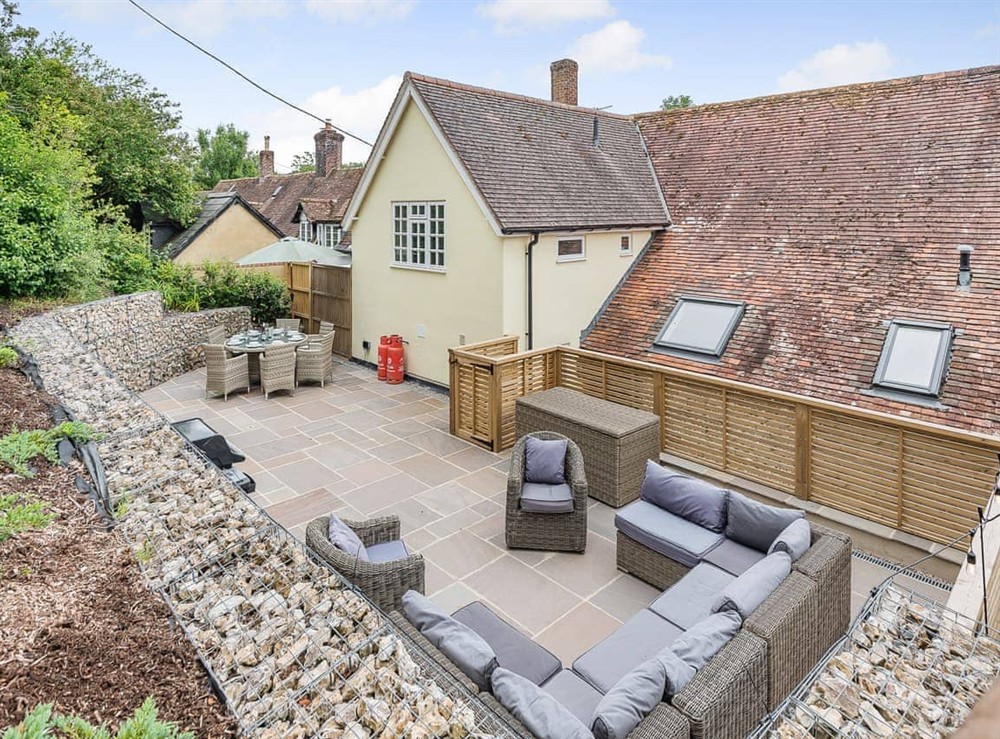 Patio at Bourne Farm Cottage in Blandford Forum, Dorset