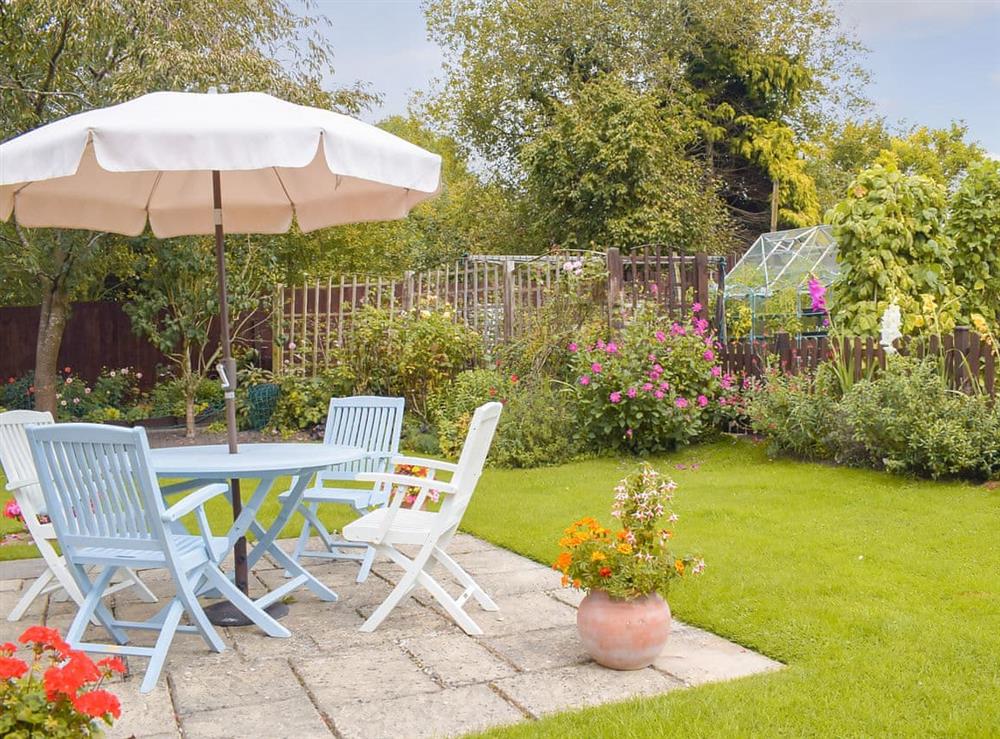 Patio at Bower Cottage in Orleton, near Ludlow, Herefordshire