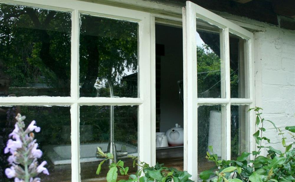 The kitchen window at Box Cottage, Eastling, Kent