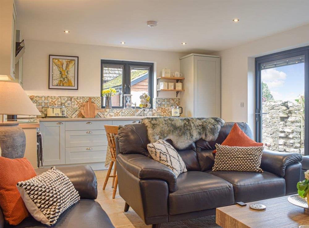 Open plan living space at Box Tree Cottage in Hampton Bishop, Herefordshire