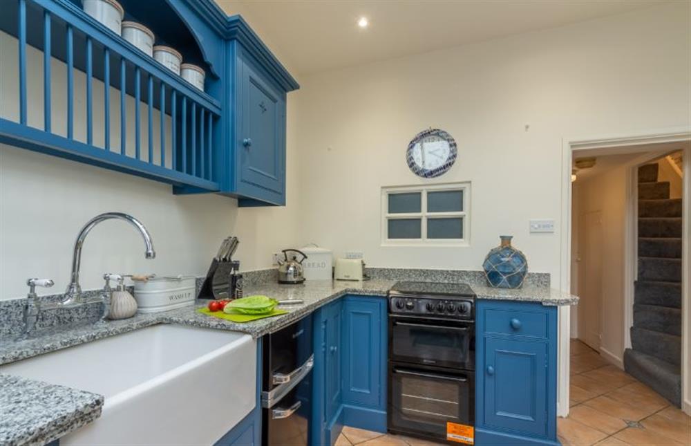 Ground floor: Kitchen with view of stairs leading to the first floor at Bracken Cottage, Brancaster Staithe near Kings Lynn