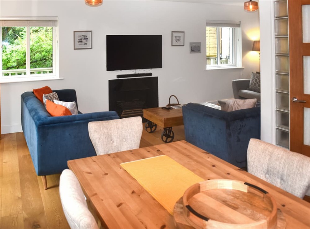 Open plan living space at Bracken Lea in Lynton, Devon