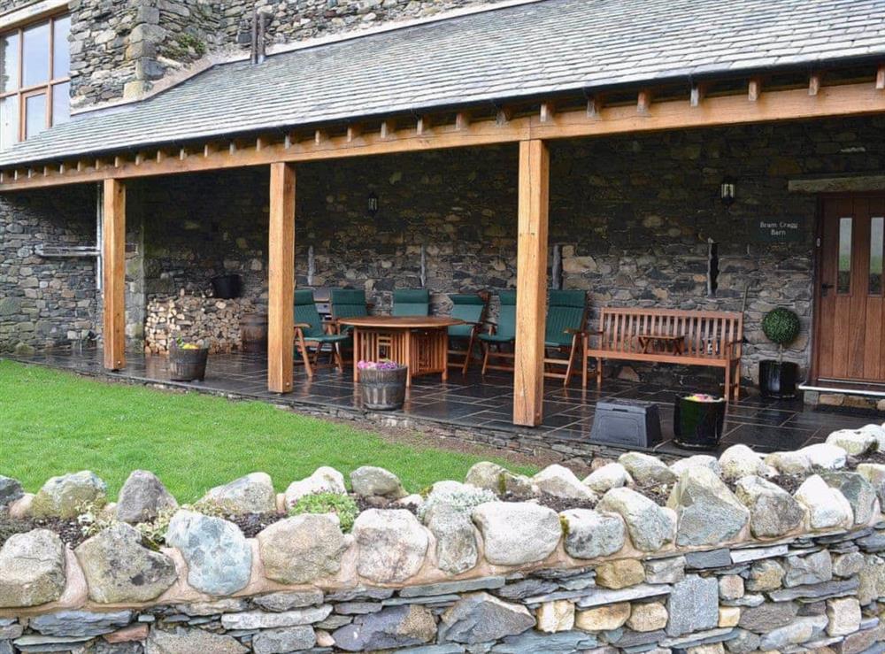 Sitting-out-area at Bram Cragg Barn in St. Johns-in-the-Vale, Keswick, Cumbria
