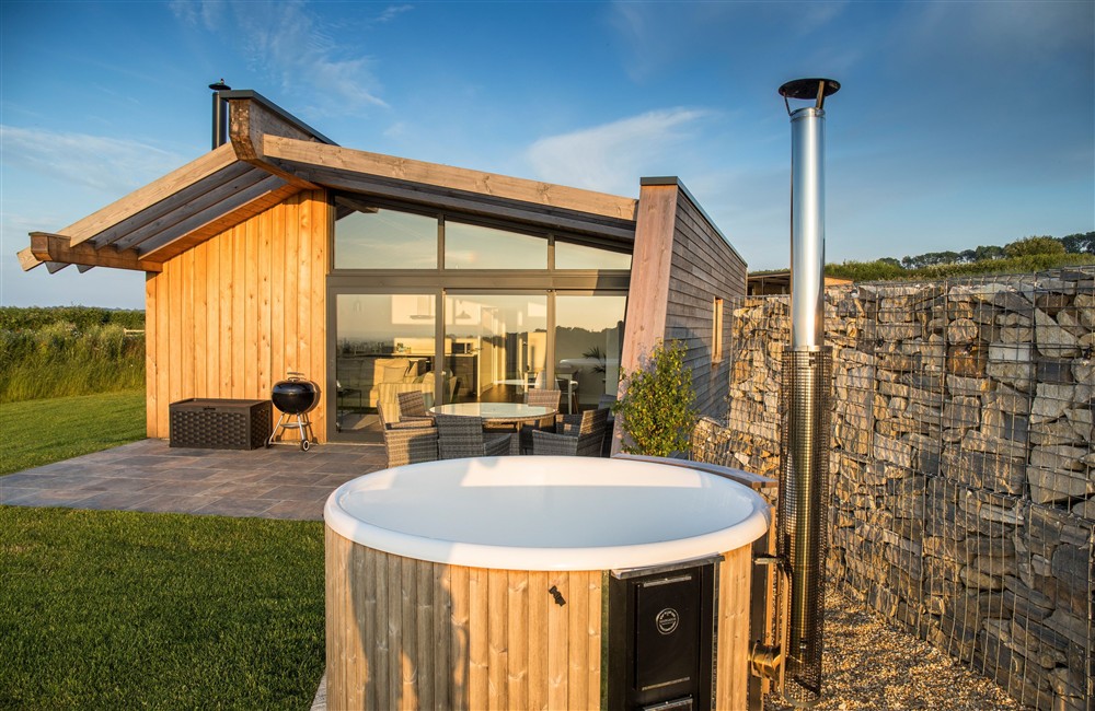 The Skarsgard Swedish hot tub sheltered and private at Bramble, Ansty, Dorchester