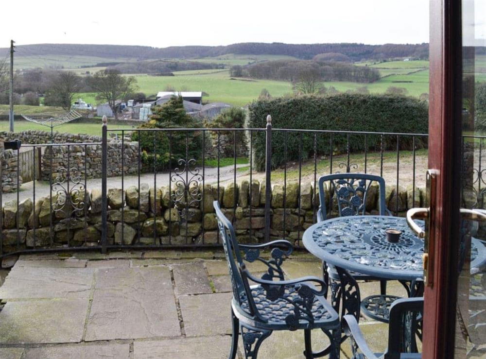 Sitting out area at Bramble Cottage in Harwood Dale, Scarborough, North Yorkshire