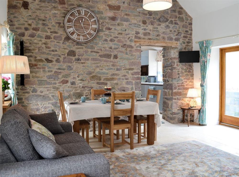 Open plan living/dining space at Bramble Cottage in Llanddeusant, near Llangadog, Carmarthenshire, Dyfed
