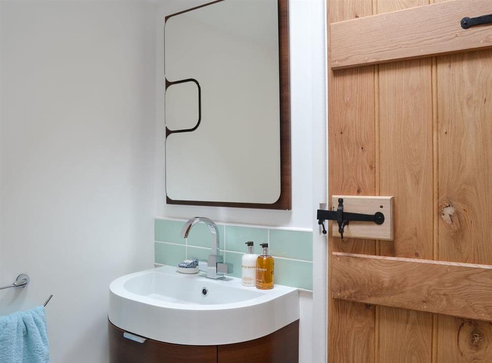 Shower room at Bramble Cottage in Llanddeusant, near Llangadog, Carmarthenshire, Dyfed