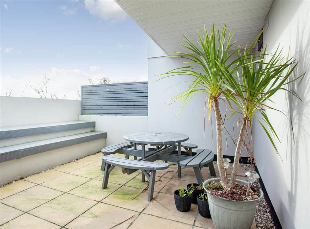 Patio at Bramble House in Watergate Bay, Cornwall