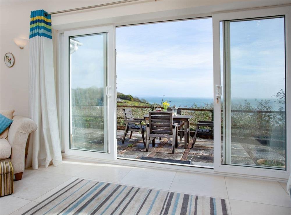 Patio doors from living room to the terrace at Bramble in Kellow, near Looe, Cornwall