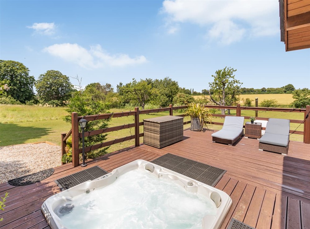 Hot tub at Bramble Lodge in Hadleigh, Suffolk