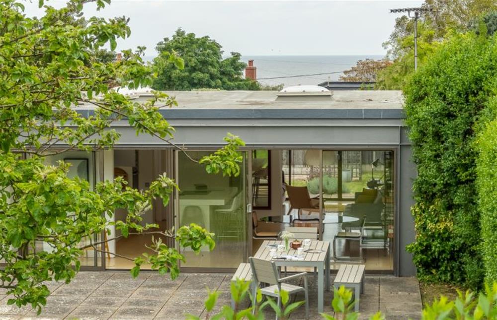 Front elevation with views of the sea beyond at Bramley, Old Hunstanton