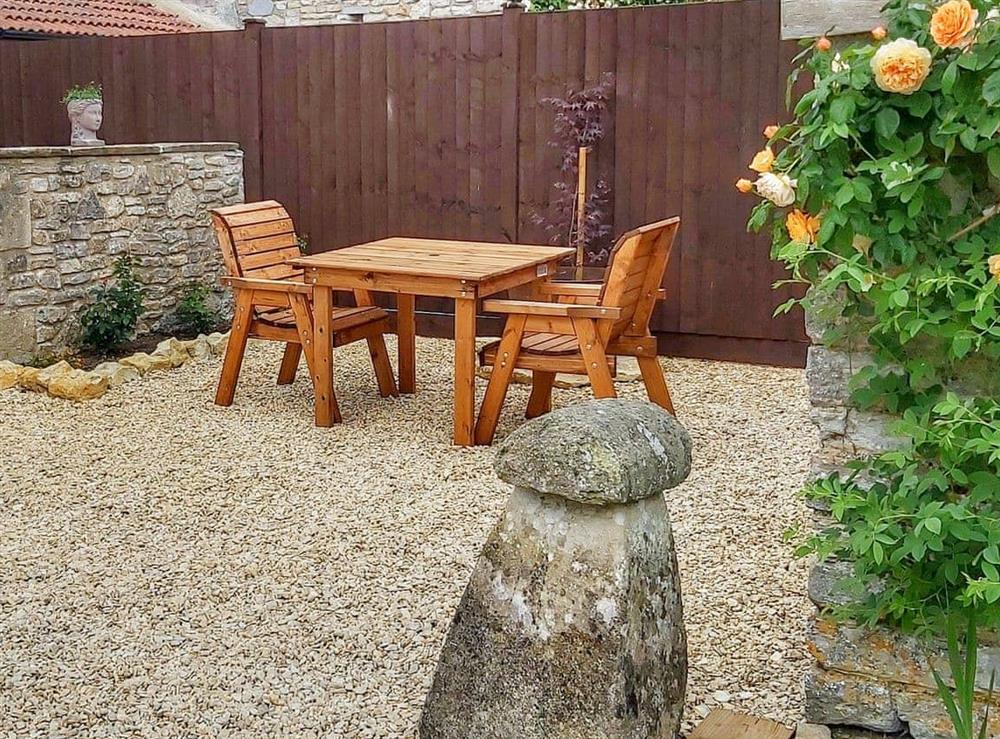 Sitting-out-area at Bramley in Pilton, near Shepton Mallet, Somerset