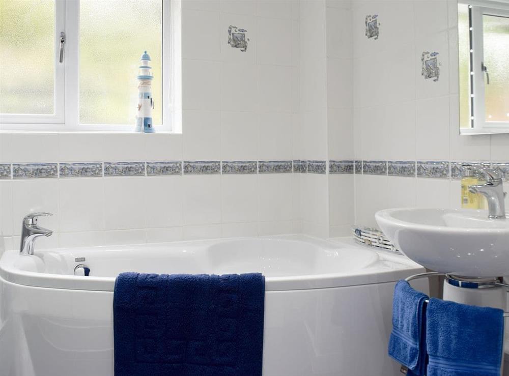 Family bathroom with bath and shower cubicle at Brandelhow in Keswick, Cumbria