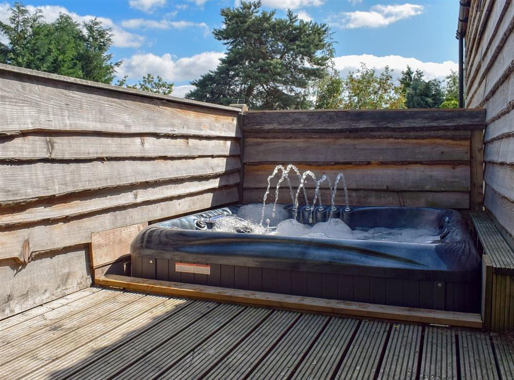 Relaxing hot tub at Brandy Lodge in Newsham, near Richmond, North Yorkshire