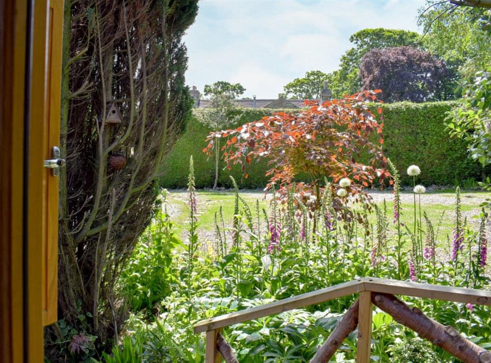 View overlooking the garden at Brandy Lodge in Newsham, near Richmond, North Yorkshire