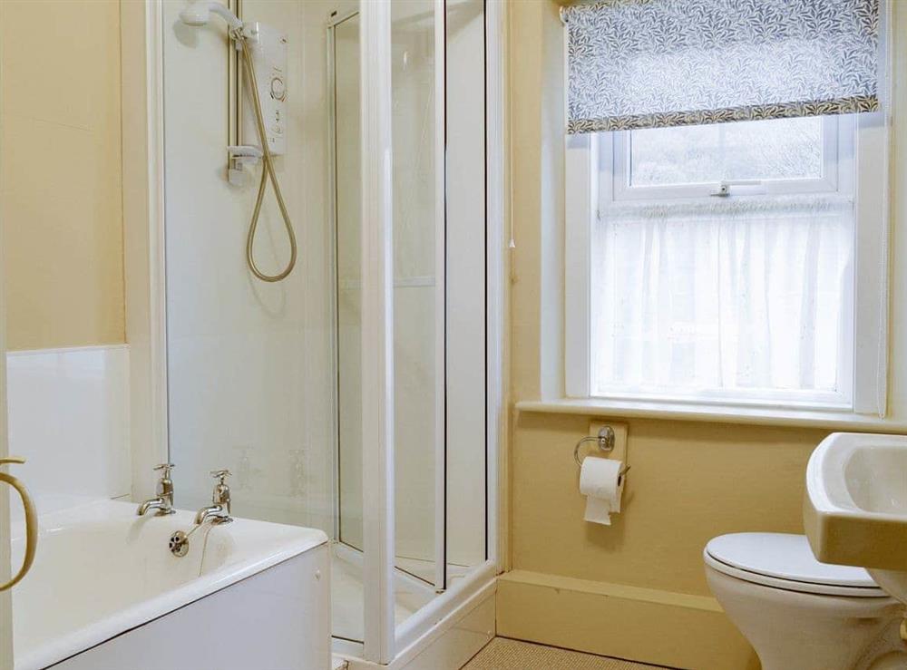 Family bathroom with bath and separate shower cubicle at Brasscam in Keswick, Cumbria
