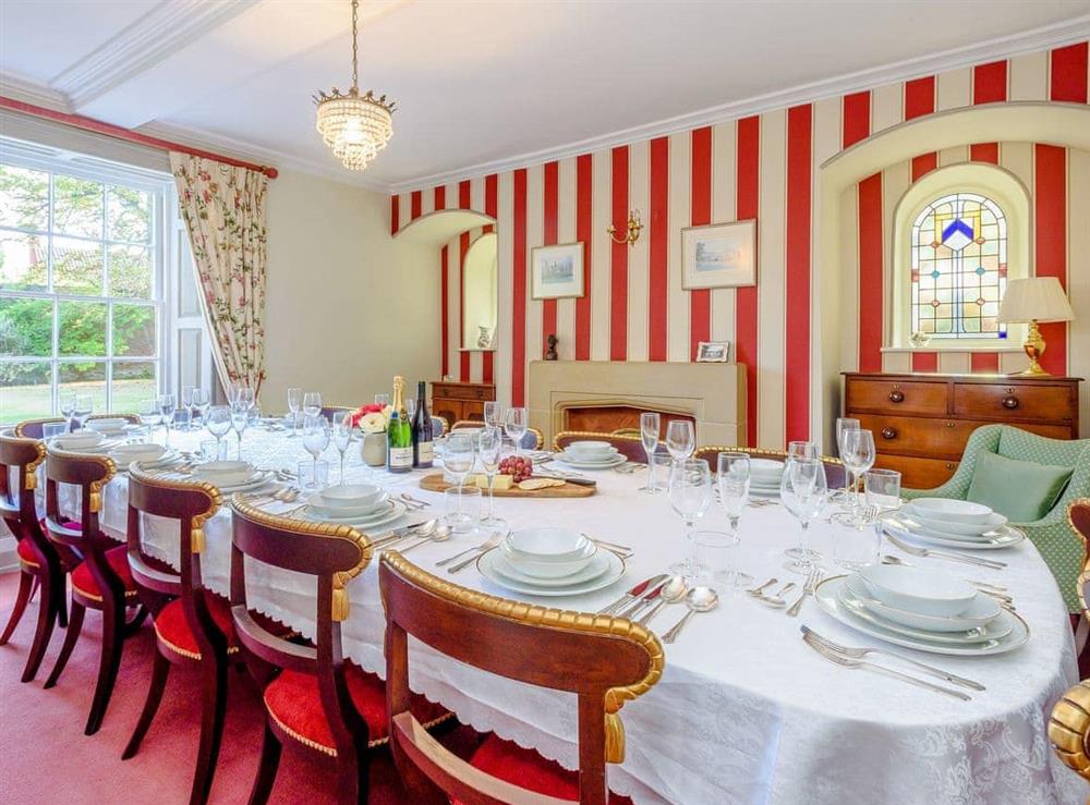 Elegant dining room at Braydeston House in Brundall, near Norwich, Norfolk