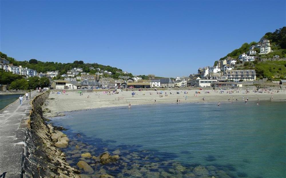 The popular sandy beach at East Looe, a short drive from Breakers at Breakers in Polperro