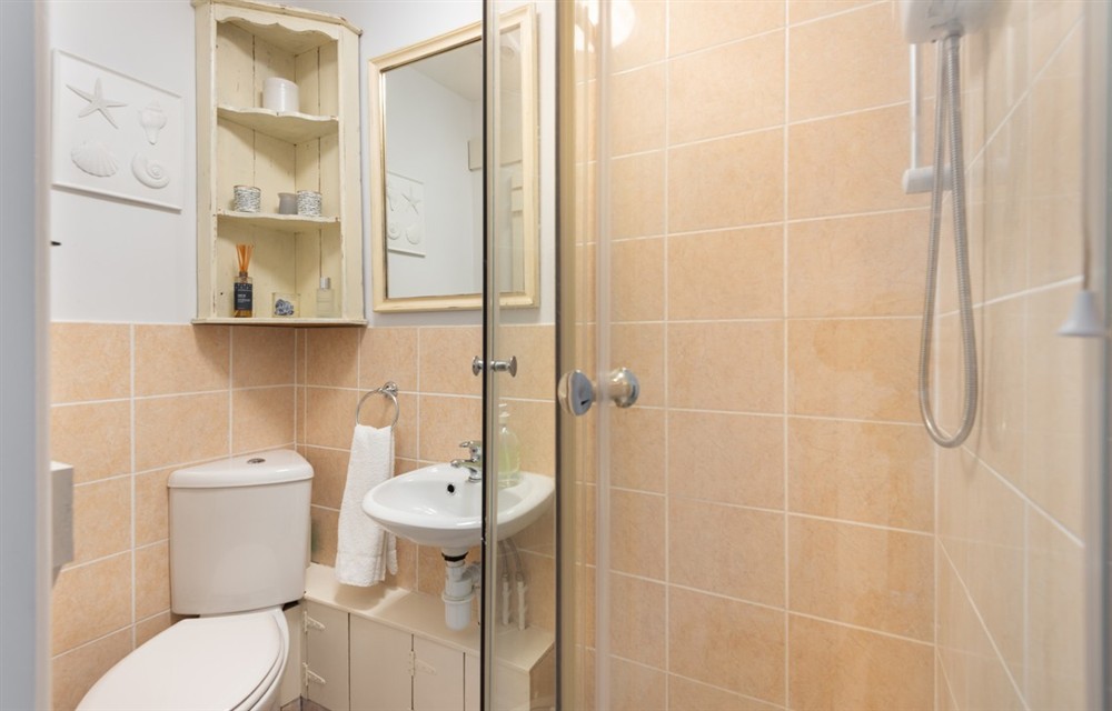 This is the bathroom at Briar Cottage in Talland Bay