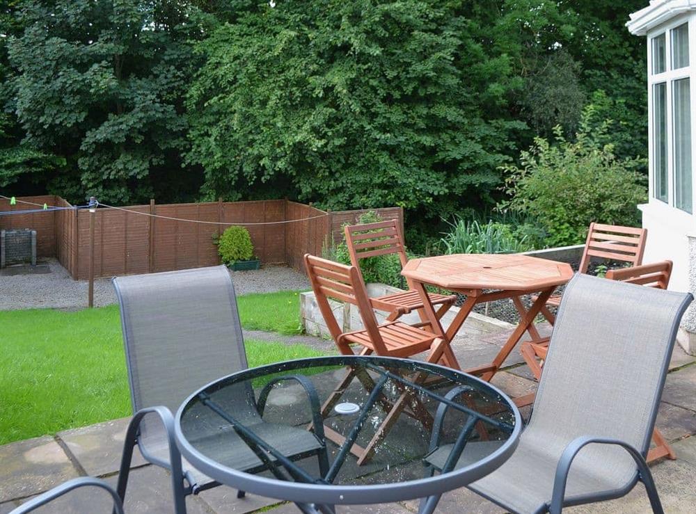 The patio area makes a great place for entertaining outdoors