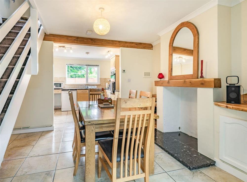Dining area with open aspect to the kitchen at Brick Cottage in Bawsey, near King’s Lynn, Norfolk