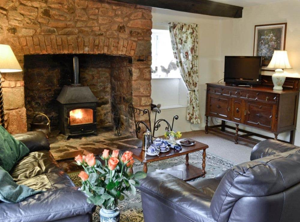 Living room at Briddicott Farm Cottage in Carhampton, Minehead, Somerset