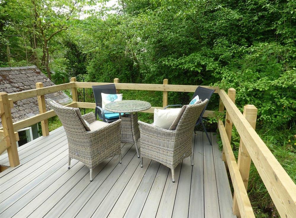 Sitting-out-area at Bridge Cottage in Penallt, Monmouthshire., Gwent