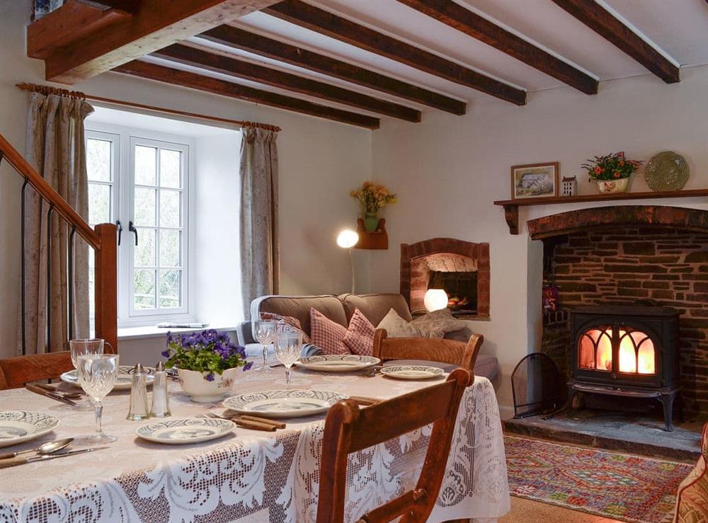 Dining area at Bridge End Cottage in Rhulen, near Builth Wells, Powys