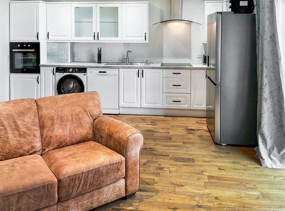 Open plan living space at Bridleway Barn in Nettlestone, Isle of Wight