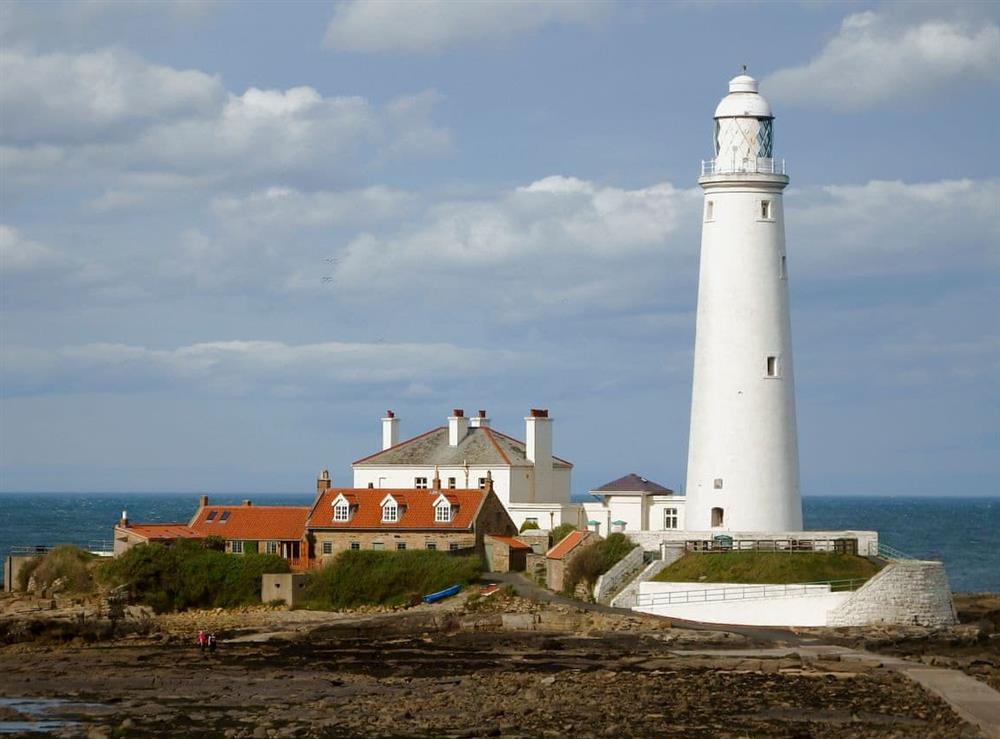 St Mary’s Island lighthouse at Brier Dene End Cottage in Old Hartley, near Whitley Bay , Tyne and Wear