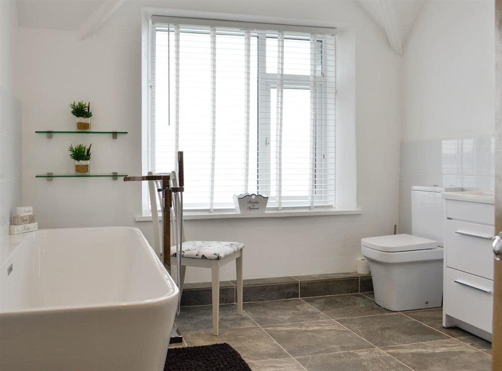 Family bathroom with bath and separate shower cubicle at Brig-y-Don, 