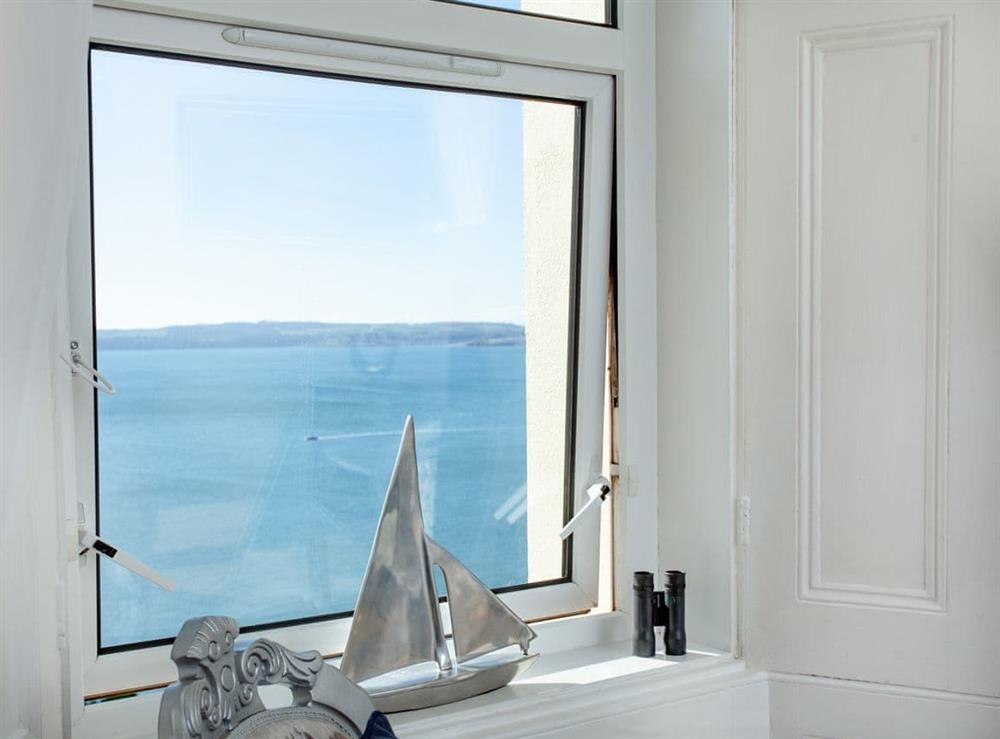 spectacular sea views from the living area at Brixham View in Torquay, Devon