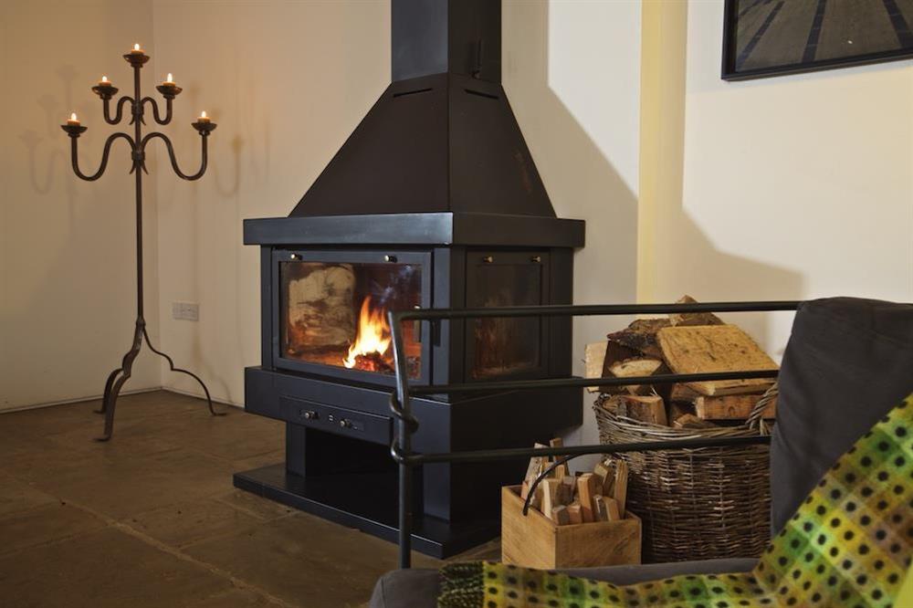 Log-burning stove at Broad Downs Barn in Malborough, Nr Salcombe