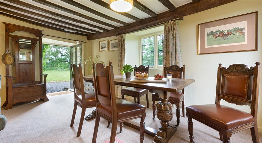 The dining area at Broad Ley Cottage in Exeter, Devon