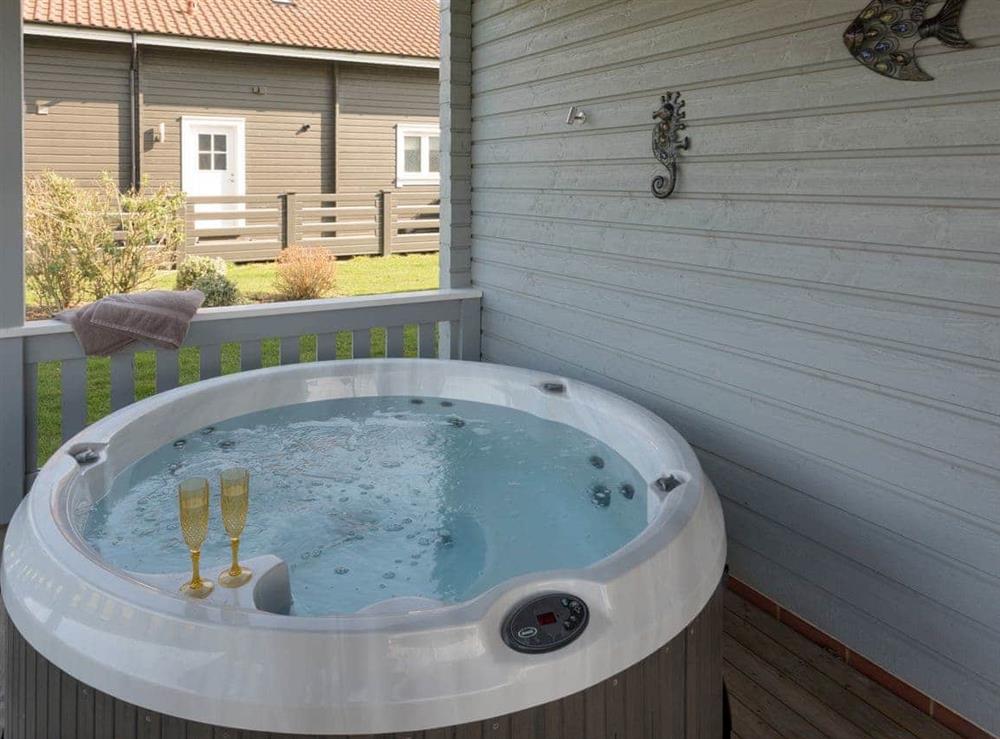 Private hot tub at Broad Reach in Fritton, near Great Yarmouth, Norfolk